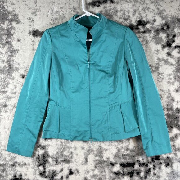 Lafayette 148 Jacket Womens Size 8 Aqua Blue Polyester Office Career V-Neck‎ - Picture 1 of 10